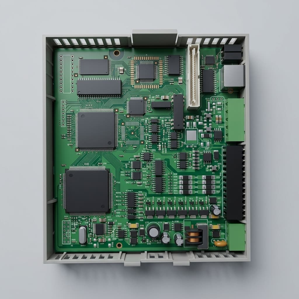 Driver-encoder integrated servo board PCBA stack combining FOC drive and absolute encoder on a single compact module